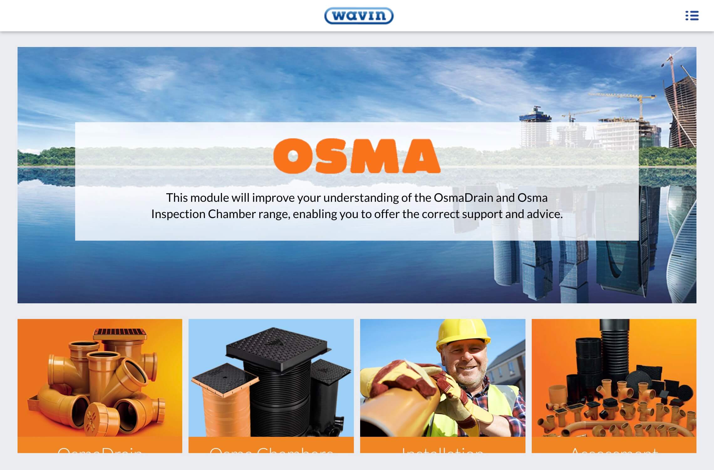 OSMA Drain E Elearning course screenshot